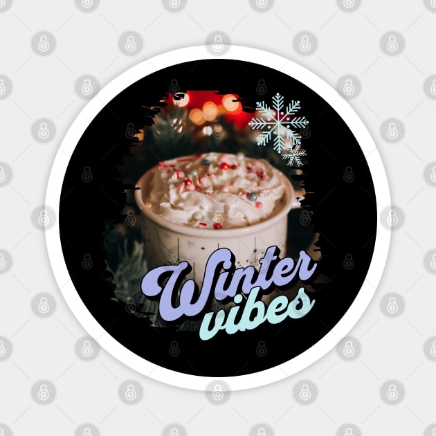 Winter Vibes Hot Cocoa Magnet by HolidayBug